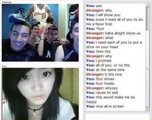 Tangkapan layar pertemuan chatroulette — Chatroulette internasional di Camyster